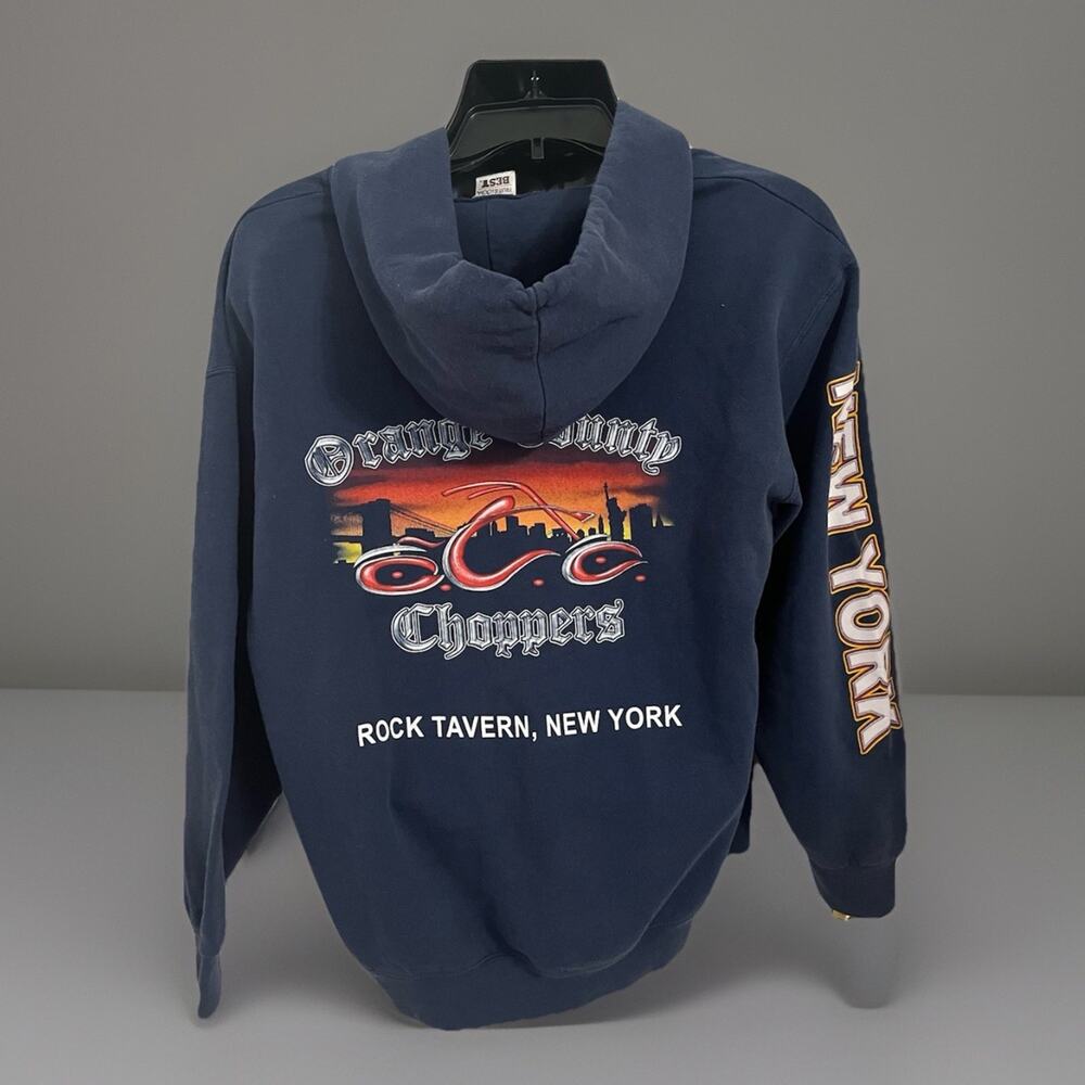 VTG Y2K Orange County Choppers Sweatshirt Blue New York Hoodie OCC NY XL
